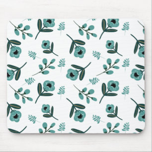 Blue Garden Floral Night Throw Pillow Mouse Pad