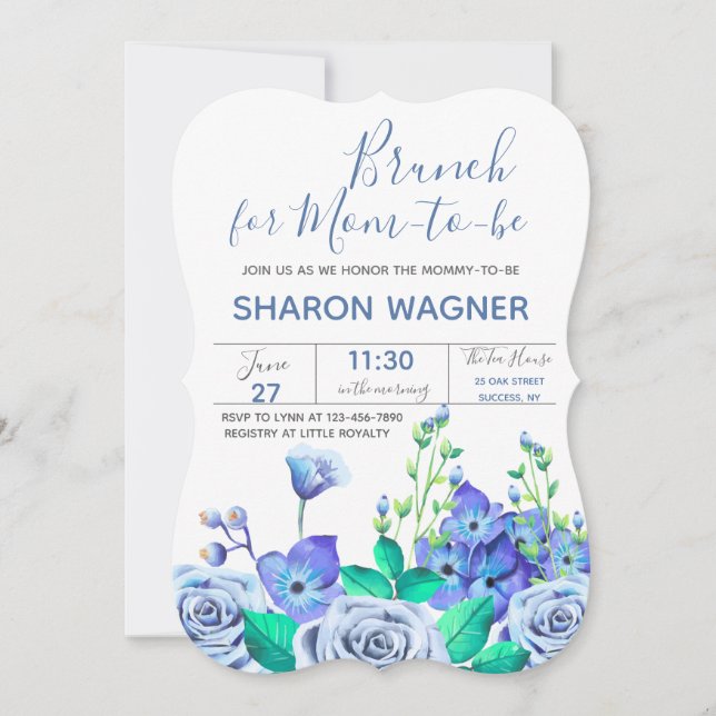 Blue Garden Flowers Invitation (Front)