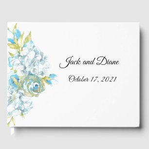 Blue Garden Flowers Wedding Guest Book