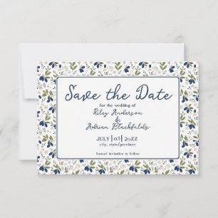 Blue Garden Haskap Berry Floral Spring Wedding Save The Date
