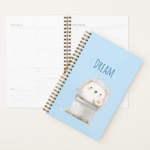Blue Garden Hedgehog with Daisy Flower  Planner