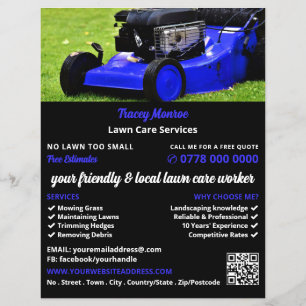 Blue Garden Lawn-Mower, Lawn Care Services Flyer