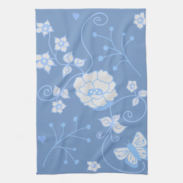 Blue Garden Tea Towel (Vertical)