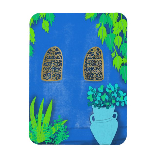 Blue Garden Wall Majorelle Morocco Magnet (Vertical)