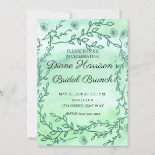 Blue Garden Watercolor Stems Wedding Shower Invitation