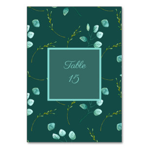 Blue Garden Watercolor Stems Wedding Table Number