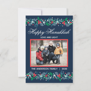 Blue Garland Hanukkah - 3x5 Flat Card