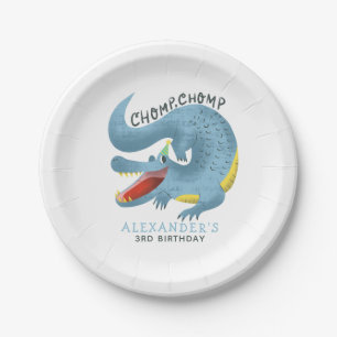 Blue Gator Boys Birthday Party Paper Plate
