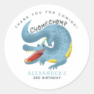 Blue Gator Theme Birthday Party Thank You Favor Classic Round Sticker