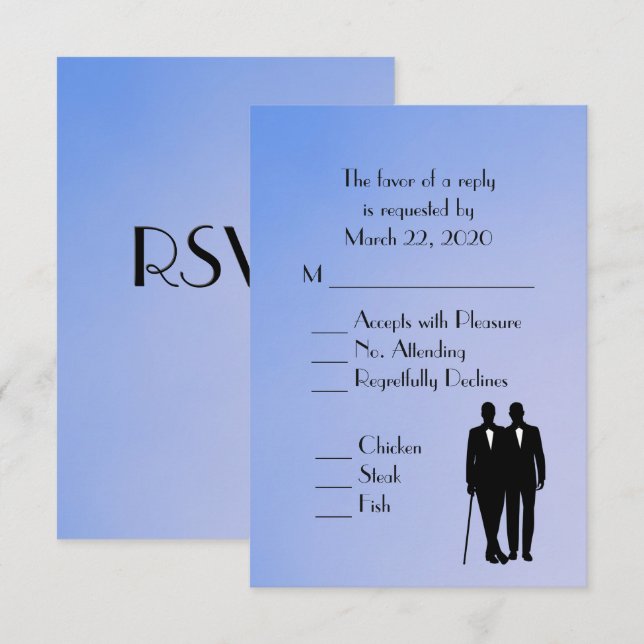 Blue Gay Wedding Menu RSVP (Front/Back)