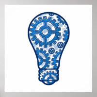 Blue gears light bulb