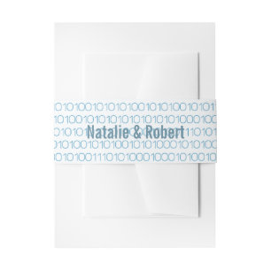 Blue Geek Chic Binary Code Belly Bands Invitation Belly Band