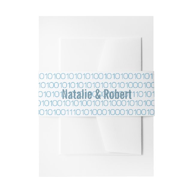 Blue Geek Chic Binary Code Belly Bands Invitation Belly Band (Front Example)