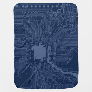 Blue Geek Motherboard Circuit Pattern Baby Blanket