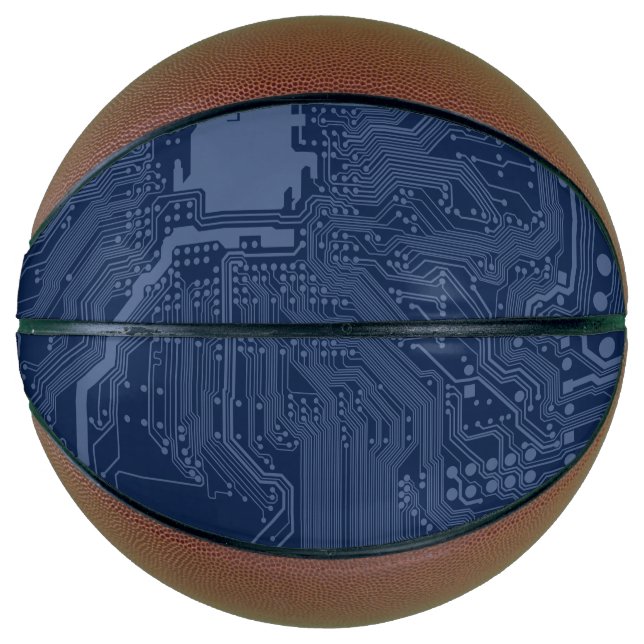Blue Geek Motherboard Circuit Pattern Basketball (Front)