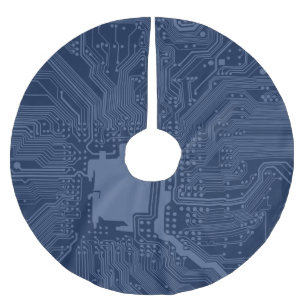 Blue Geek Motherboard Circuit Pattern Brushed Polyester Tree Skirt