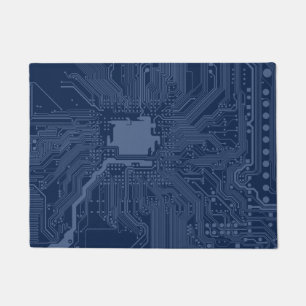 Blue Geek Motherboard Circuit Pattern Doormat