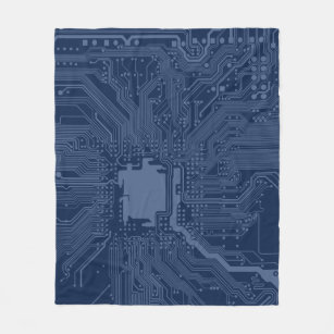 Blue Geek Motherboard Circuit Pattern Fleece Blanket