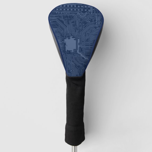 Blue Geek Motherboard Circuit Pattern Golf Head Cover (Front)