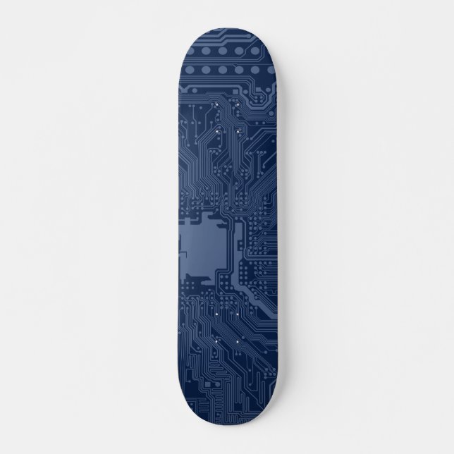 Blue Geek Motherboard Circuit Pattern Skateboard (Front)