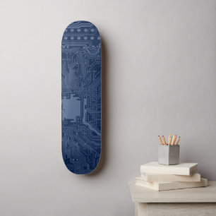 Blue Geek Motherboard Circuit Pattern Skateboard