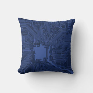 Blue Geek Motherboard Pattern Cushion