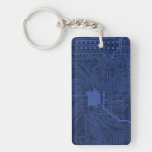 Blue Geek Motherboard Pattern Key Ring