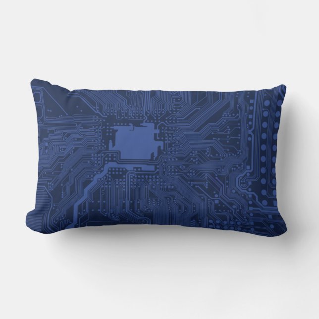 Blue Geek Motherboard Pattern Lumbar Cushion (Front)