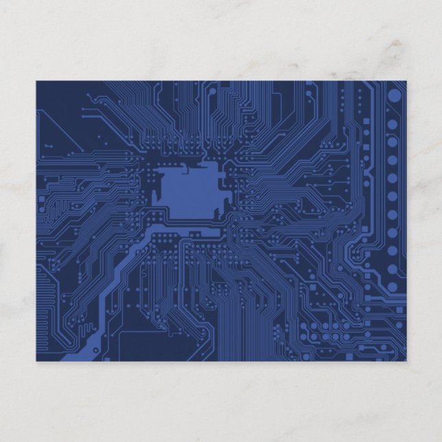 Blue Geek Motherboard Pattern Postcard (Front)