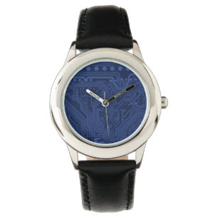 Blue Geek Motherboard Pattern Watch