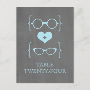 Blue Geeky Glasses Chalkboard Table Postcard