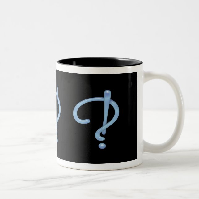 Blue Gel Interrobang Two-Tone Coffee Mug (Right)