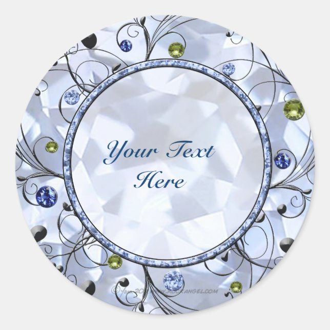 Blue Gem Classic Round Sticker (Front)