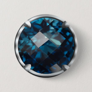 Blue Gem Design 6 Cm Round Badge