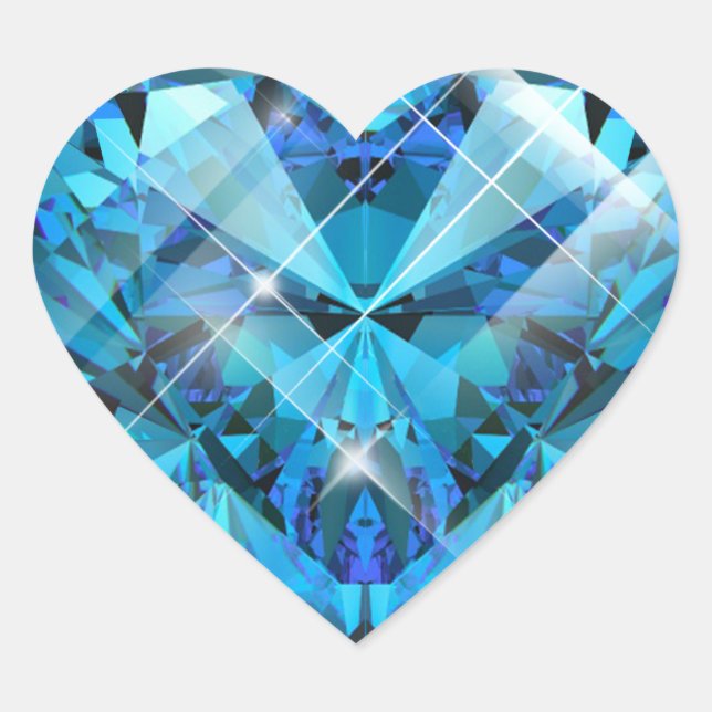 Blue Gem Heart Sticker (Front)