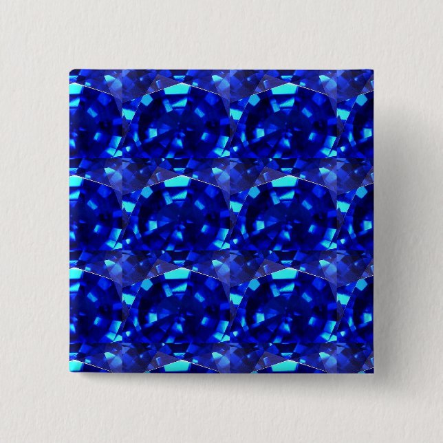 blue gem stone 15 cm square badge (Front)