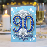 Blue Gems Pearls and White Roses 90th Birthday