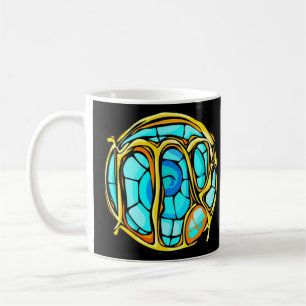 Blue Gemstone Coloured Virgo Symbol Coffee Mug