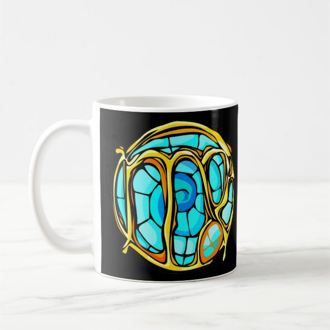 Blue Gemstone Coloured Virgo Symbol Coffee Mug (Left)