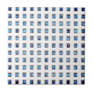 Blue Gemstone Squares - Beautiful Silver Jewels - Tile