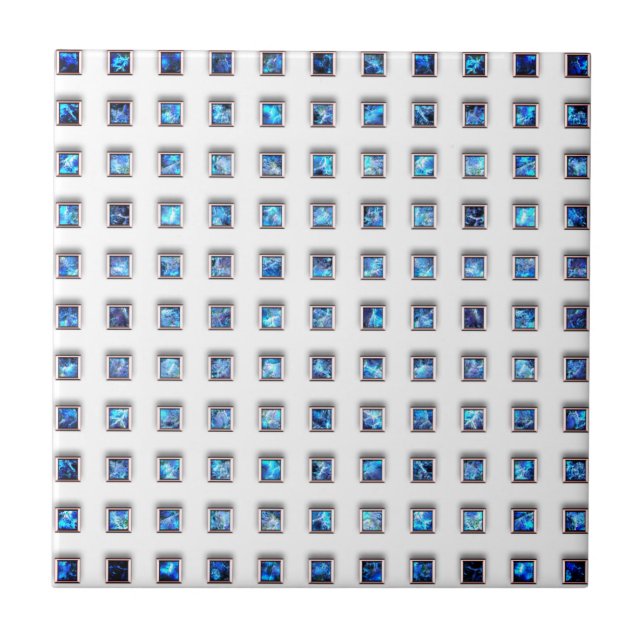 Blue Gemstone Squares - Beautiful Silver Jewels - Tile (Front)