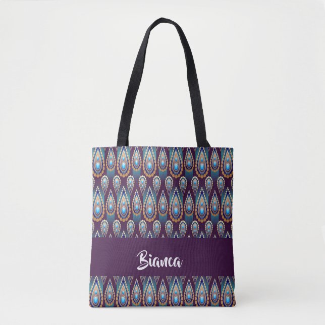 Blue gemstones decorative print tote bag (Front)