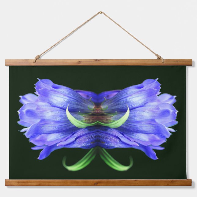 Blue Gentian Flower Abstract Art Hanging Tapestry (Front)