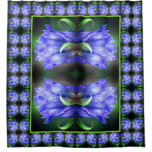 Blue Gentian Flower Abstract Art Shower Curtain
