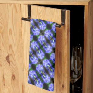 Blue Gentian Flower Abstract Pattern Tea Towel