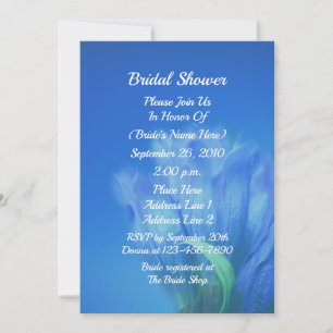 Blue Gentian Flower Bridal Shower  Invitation