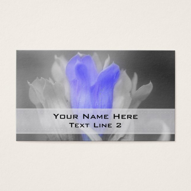 Blue Gentian Flower In Black And White (Front)