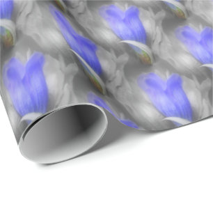 Blue Gentian Flower Nature Pattern Wrapping Paper