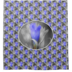 Blue Gentian Flower Nature   Shower Curtain