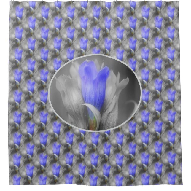 Blue Gentian Flower Nature   Shower Curtain (Front)